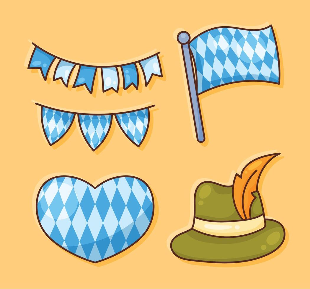 cinco iconos de celebración de oktoberfest vector