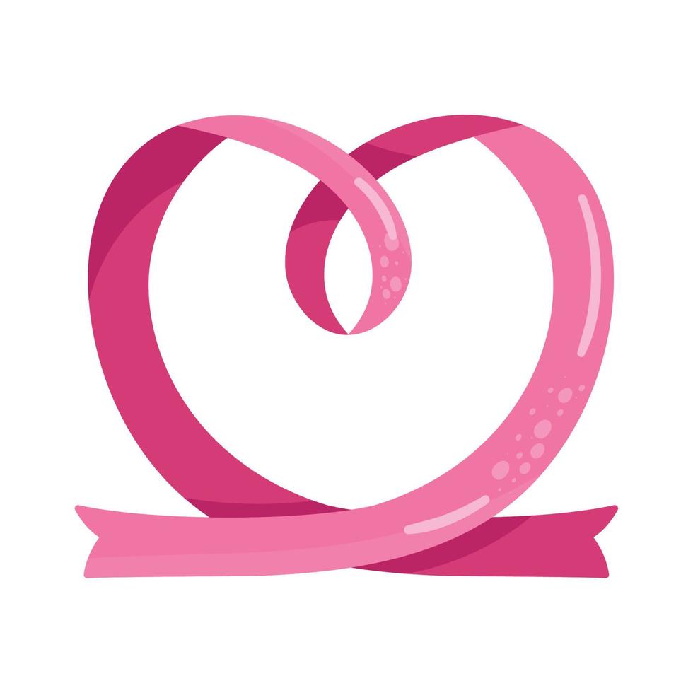 pink ribbon with heart shape vector