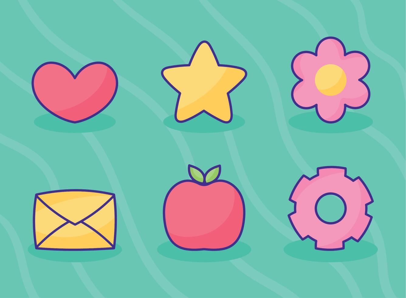 six cute icons vector