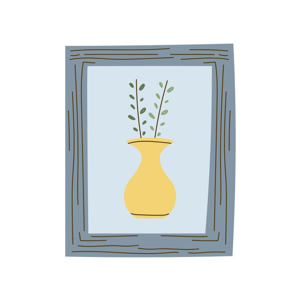picture with floral vase vector