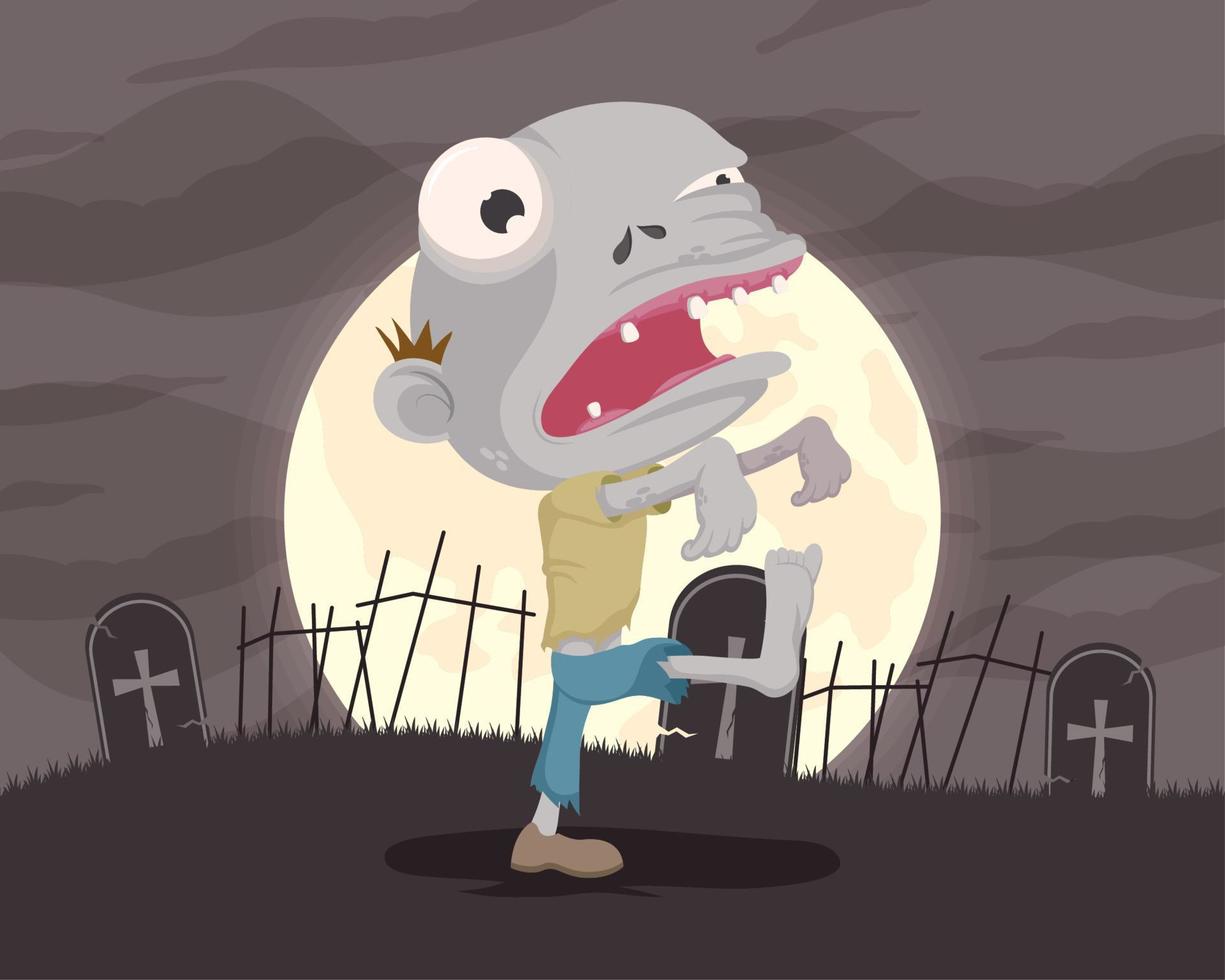 halloween zombie in cemetery vector