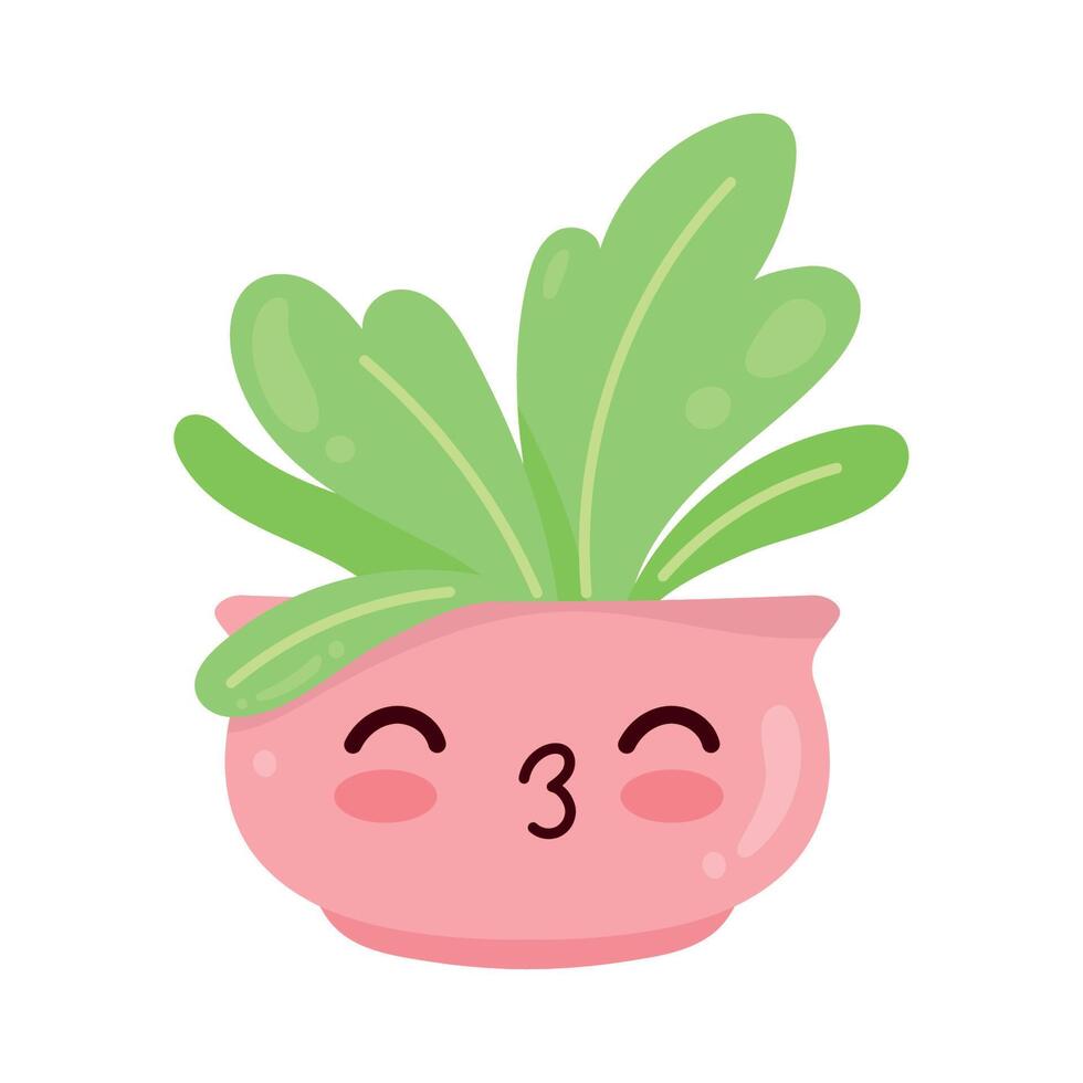 houseplant pink kawaii style vector