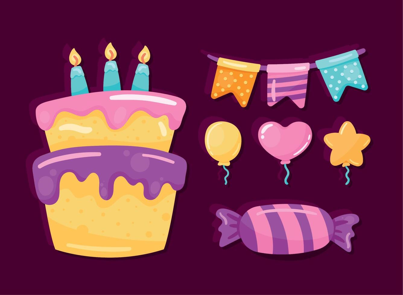 seis iconos de celebración de fiestas vector