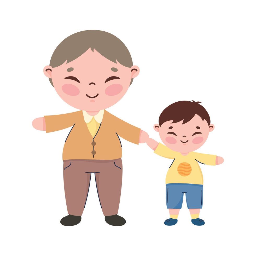 papá y niño coreanos vector