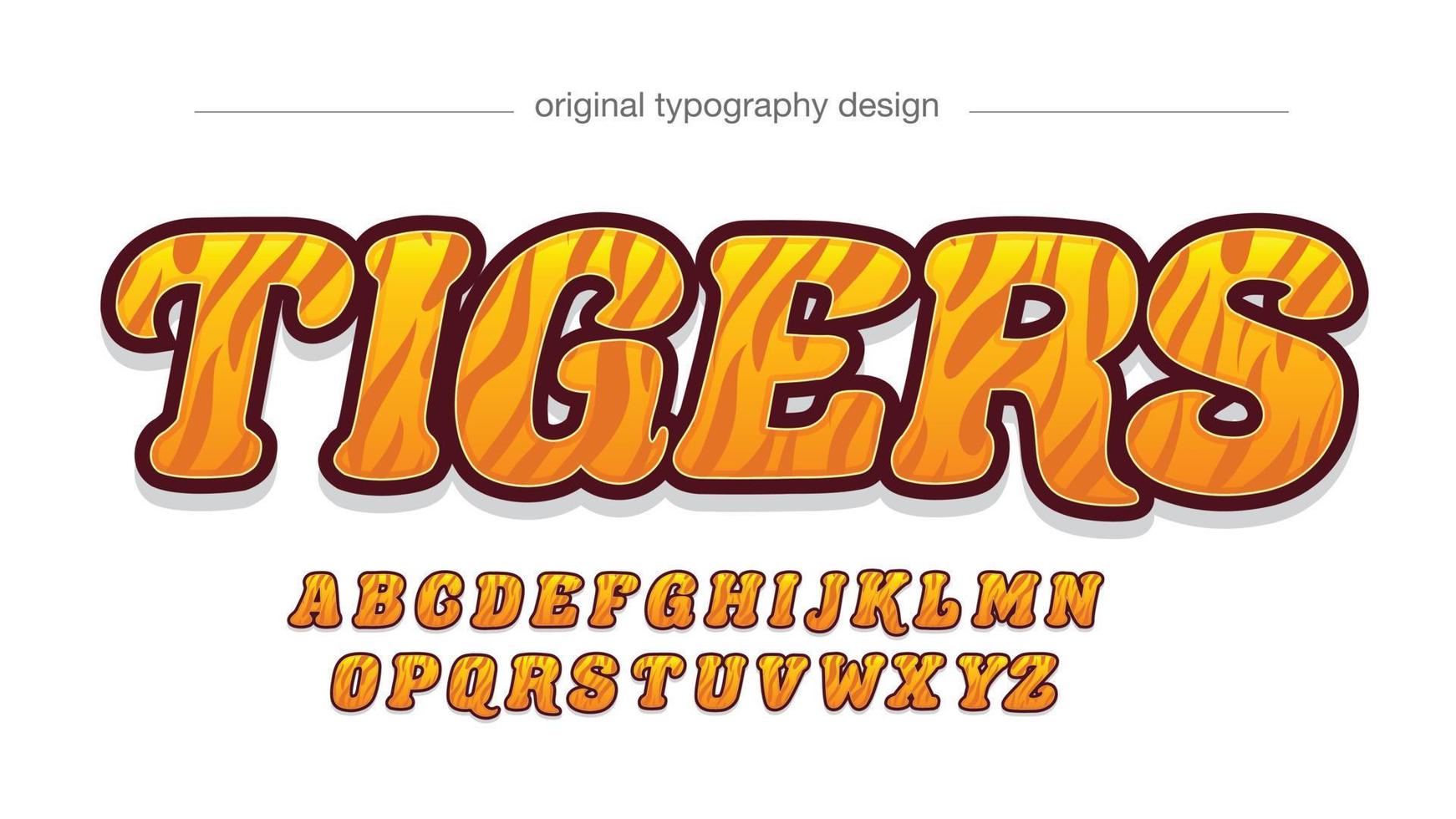 Tiger animal pattern orange artistic font vector