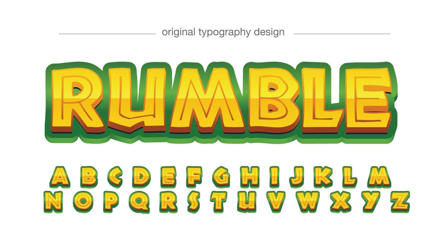 yellow and green 3d cartoon typography vector