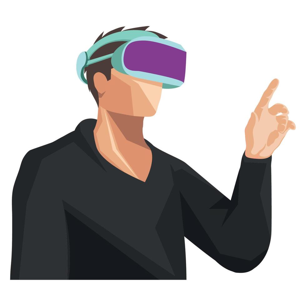 man wearing reality virtual mask vector