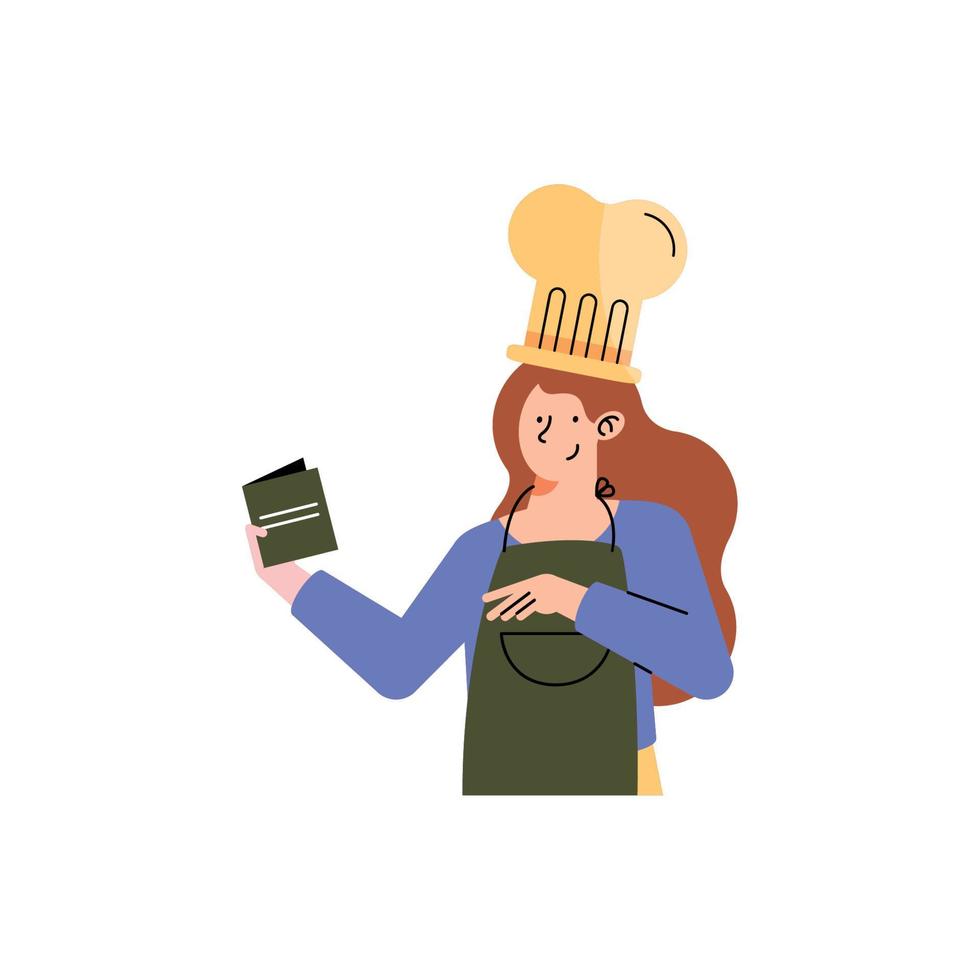 woman with recipe vector