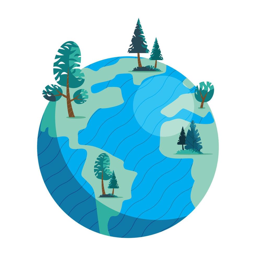 planeta tierra con arboles vector