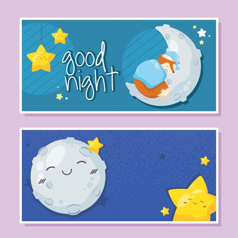 dos cartas buenas noches vector