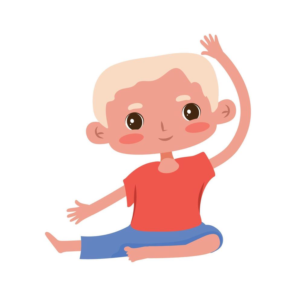 blond yoga boy character vector