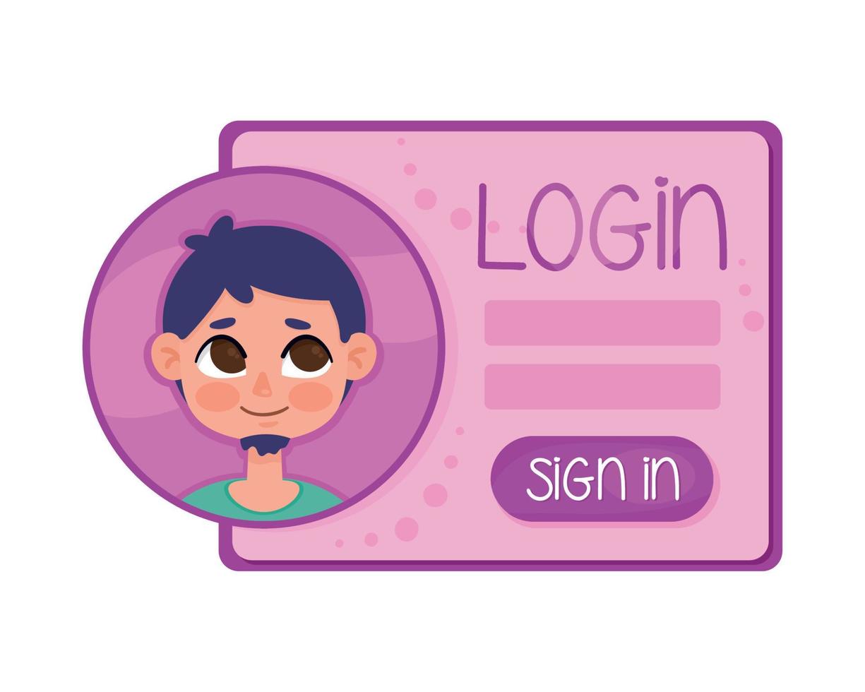 login template with boy vector