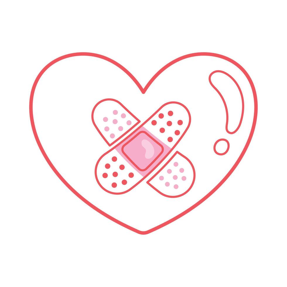 heart with cures bandages vector