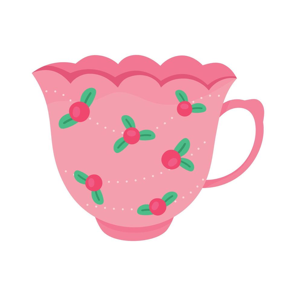 red flowers in ceramic cup vector