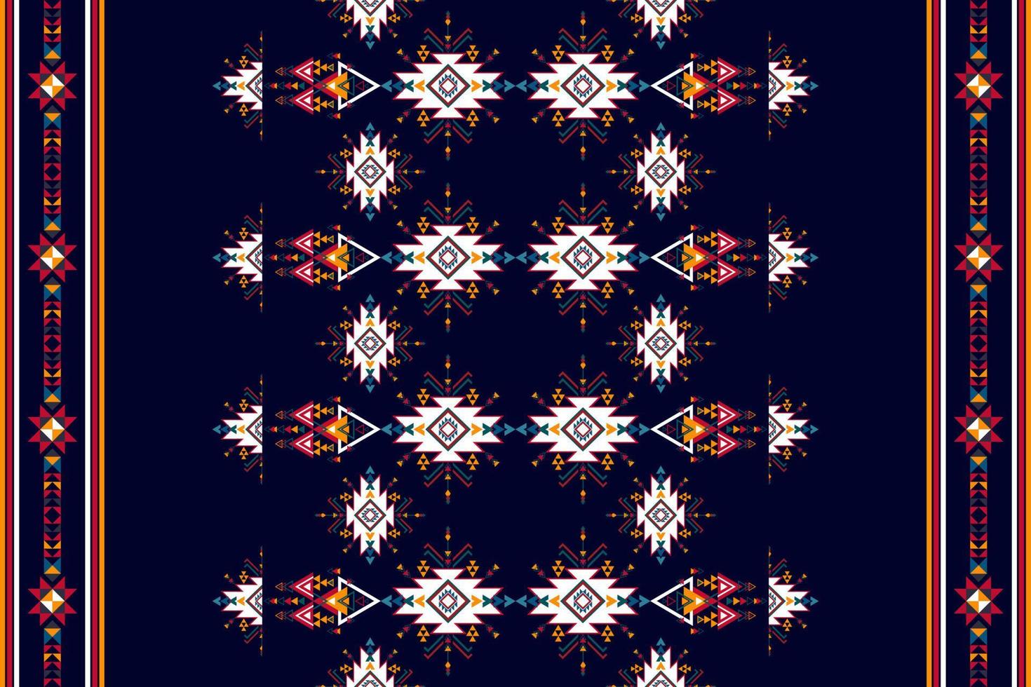 Ikat ethnic seamless pattern design. Aztec fabric carpet boho mandalas textile decor wallpaper. Tribal native motif flower traditional embroidery vector illustrated background