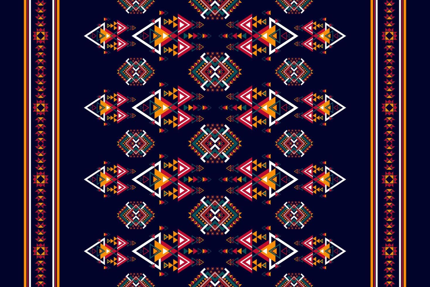 Ikat ethnic seamless pattern design. Aztec fabric carpet boho mandalas textile decor wallpaper. Tribal native motif flower traditional embroidery vector illustrated background