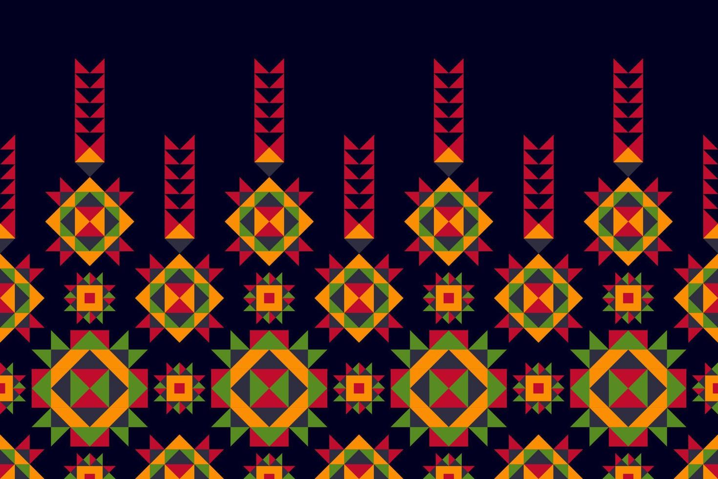 Ikat ethnic seamless pattern design. Aztec fabric carpet boho mandalas textile decor wallpaper. Tribal native motif flower traditional embroidery vector illustrated background