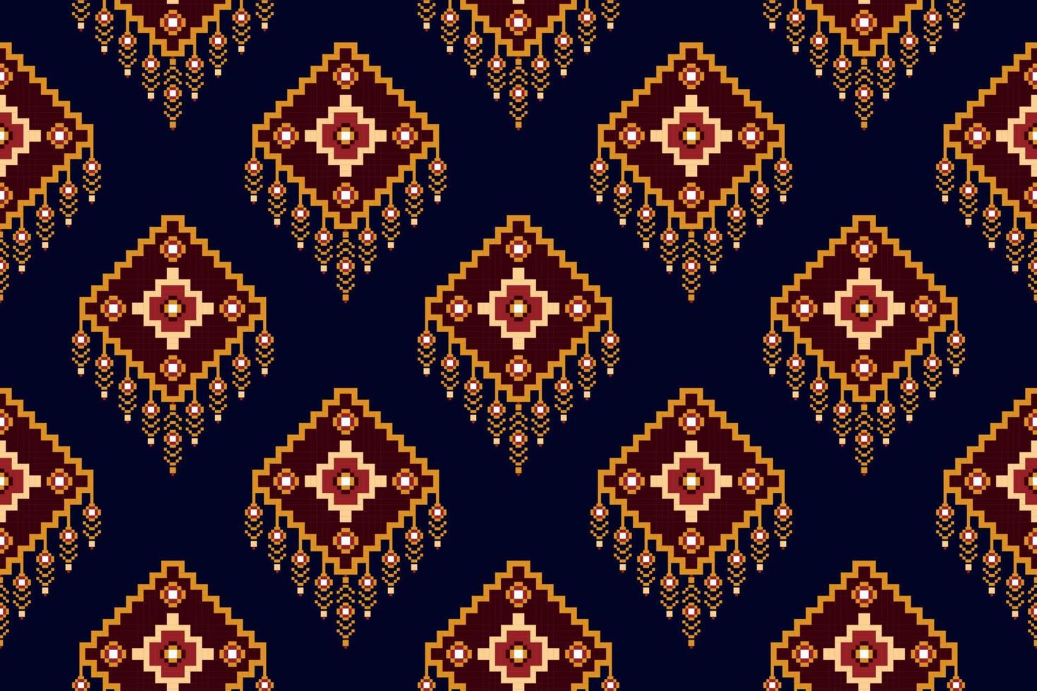 Ikat ethnic seamless pattern design. Aztec fabric carpet boho mandalas textile decor wallpaper. Tribal native motif flower traditional embroidery vector illustrated background