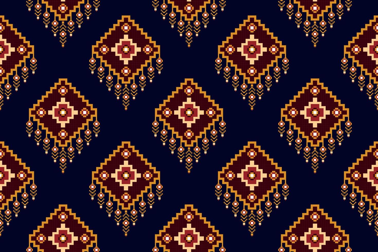 diseño de patrones sin fisuras étnicos ikat. alfombra de tela azteca boho mandalas decoración textil papel tapiz. tribal nativo motivo flor tradicional bordado vector ilustrado fondo