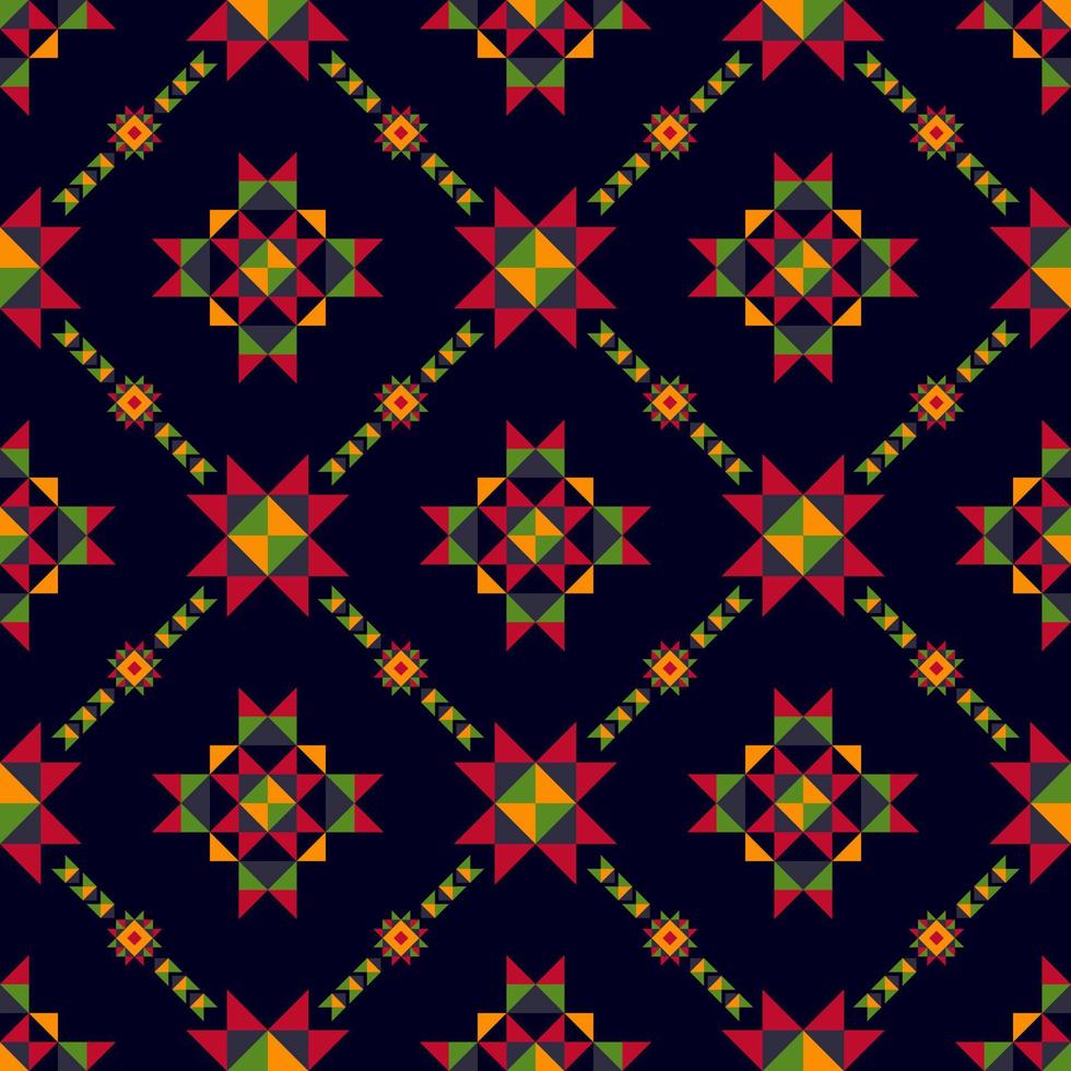 Ikat ethnic seamless pattern design. Aztec fabric carpet boho mandalas textile decor wallpaper. Tribal native motif flower traditional embroidery vector illustrated background