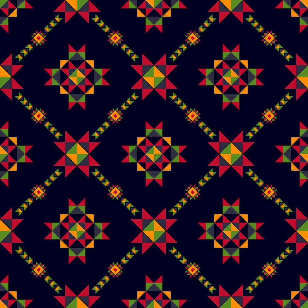 diseño de patrones sin fisuras étnicos ikat. alfombra de tela azteca boho mandalas decoración textil papel tapiz. tribal nativo motivo flor tradicional bordado vector ilustrado fondo