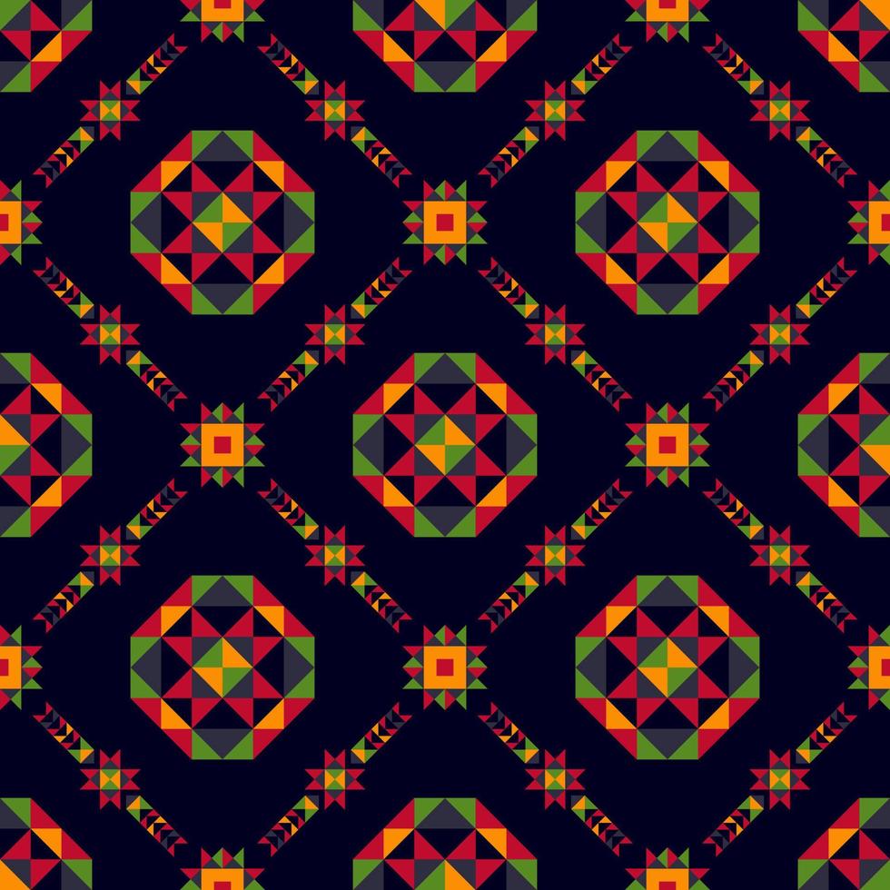 Ikat ethnic seamless pattern design. Aztec fabric carpet boho mandalas textile decor wallpaper. Tribal native motif flower traditional embroidery vector illustrated background