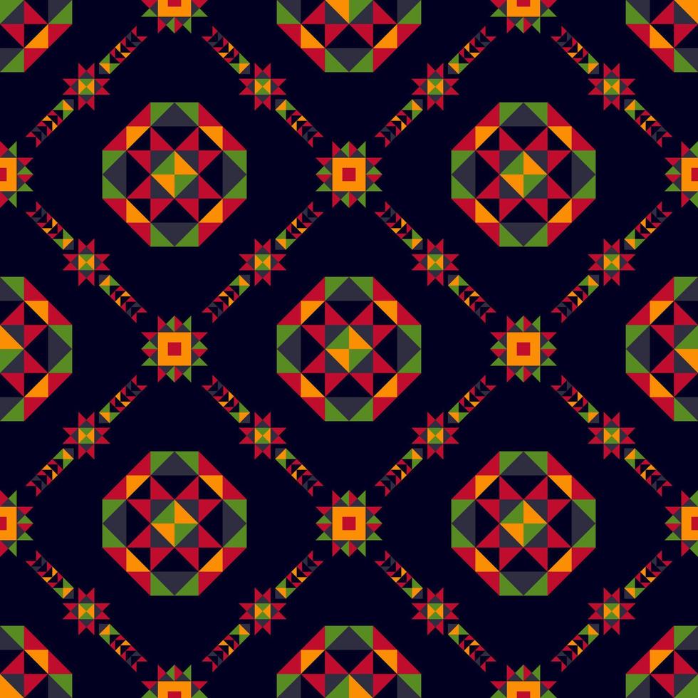 Ikat ethnic seamless pattern design. Aztec fabric carpet boho mandalas textile decor wallpaper. Tribal native motif flower traditional embroidery vector illustrated background