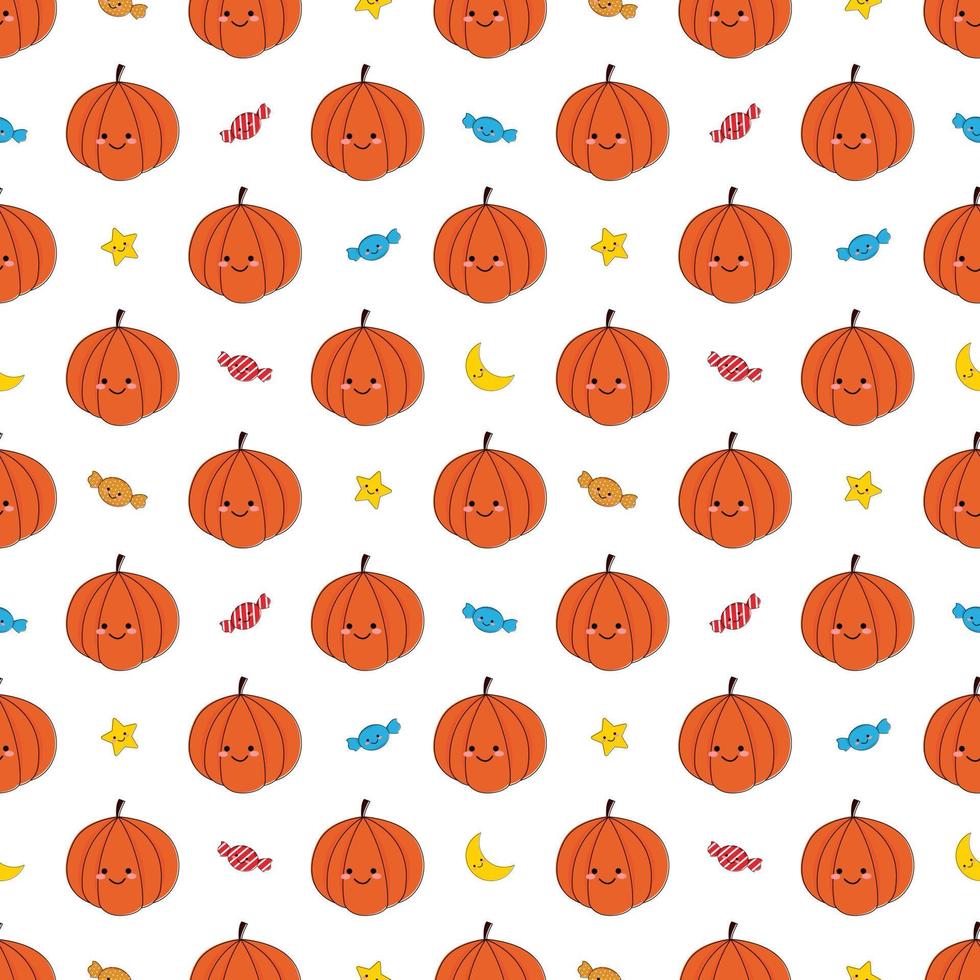 diseño de patrones sin fisuras de fantasma de calabaza lindo de halloween. vector