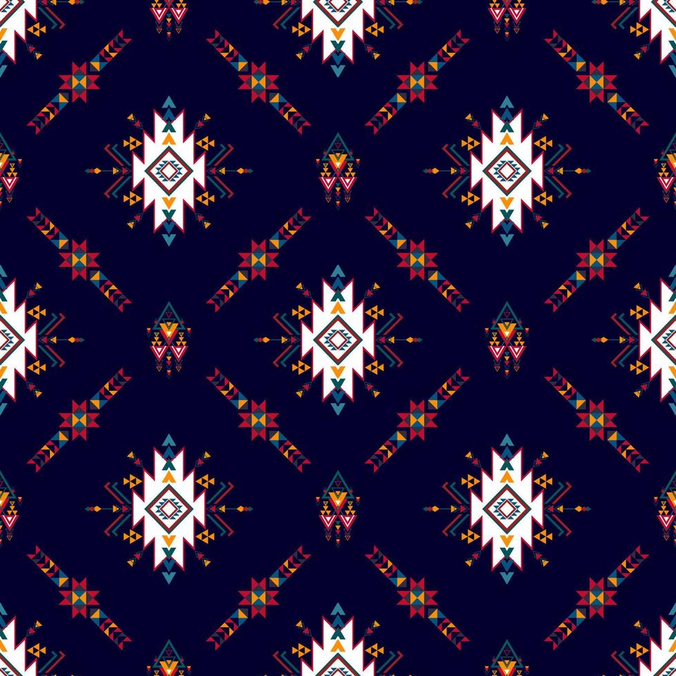 Ikat ethnic seamless pattern design. Aztec fabric carpet boho mandalas textile decor wallpaper. Tribal native motif flower traditional embroidery vector illustrated background