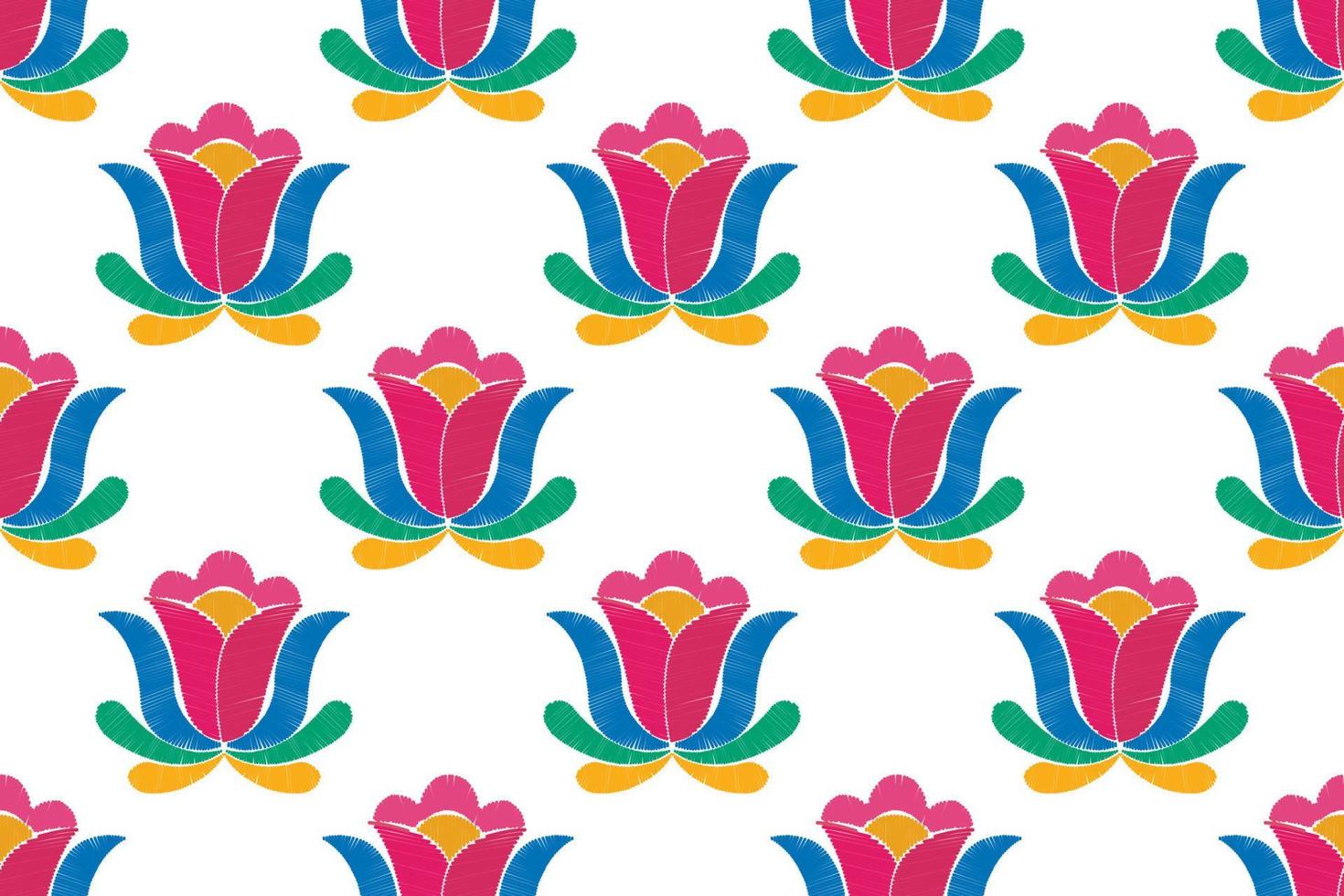 diseño de patrones sin fisuras étnicos ikat. alfombra de tela azteca boho mandalas decoración textil papel tapiz. tribal nativo motivo flor tradicional bordado vector ilustrado fondo