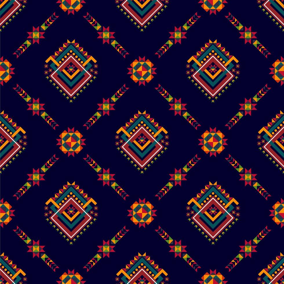 Ikat ethnic seamless pattern design. Aztec fabric carpet boho mandalas textile decor wallpaper. Tribal native motif flower traditional embroidery vector illustrated background