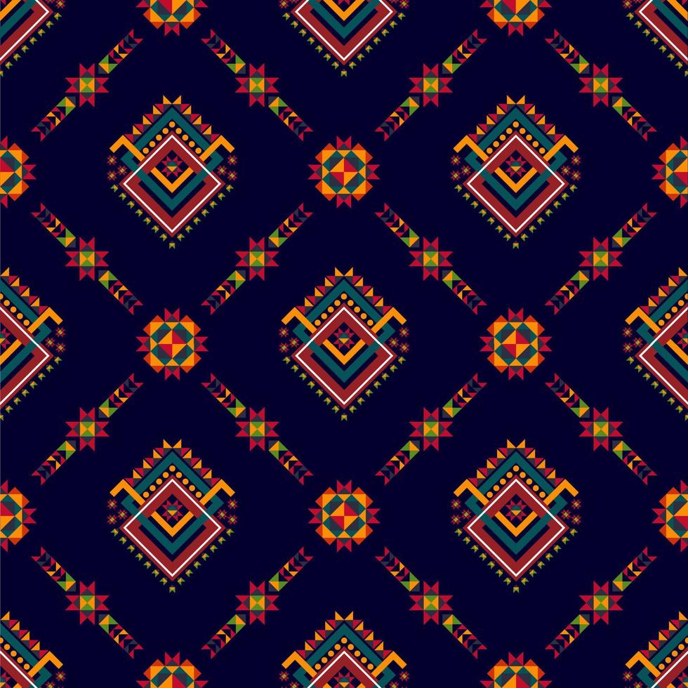 Ikat ethnic seamless pattern design. Aztec fabric carpet boho mandalas textile decor wallpaper. Tribal native motif flower traditional embroidery vector illustrated background