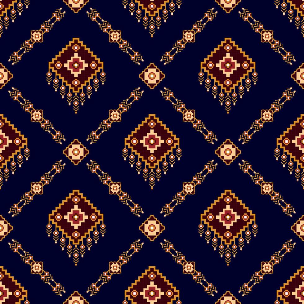 Ikat ethnic seamless pattern design. Aztec fabric carpet boho mandalas textile decor wallpaper. Tribal native motif flower traditional embroidery vector illustrated background