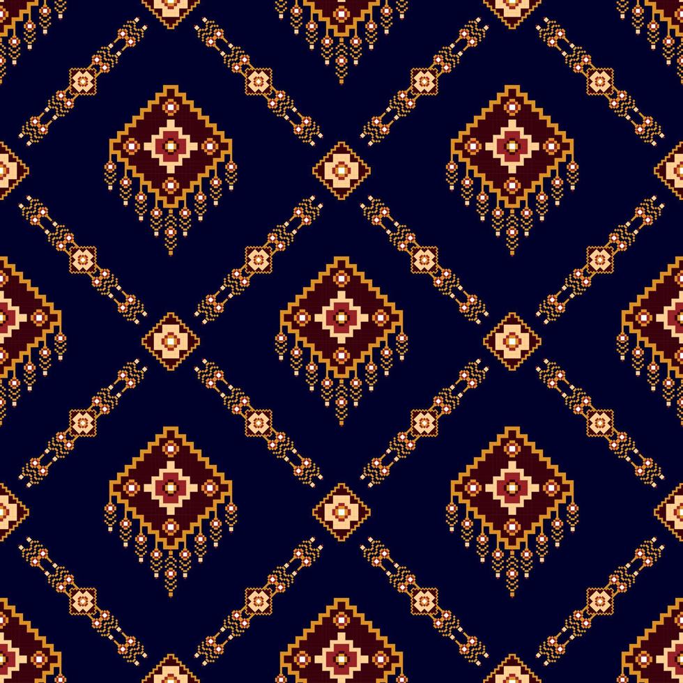 Ikat ethnic seamless pattern design. Aztec fabric carpet boho mandalas textile decor wallpaper. Tribal native motif flower traditional embroidery vector illustrated background