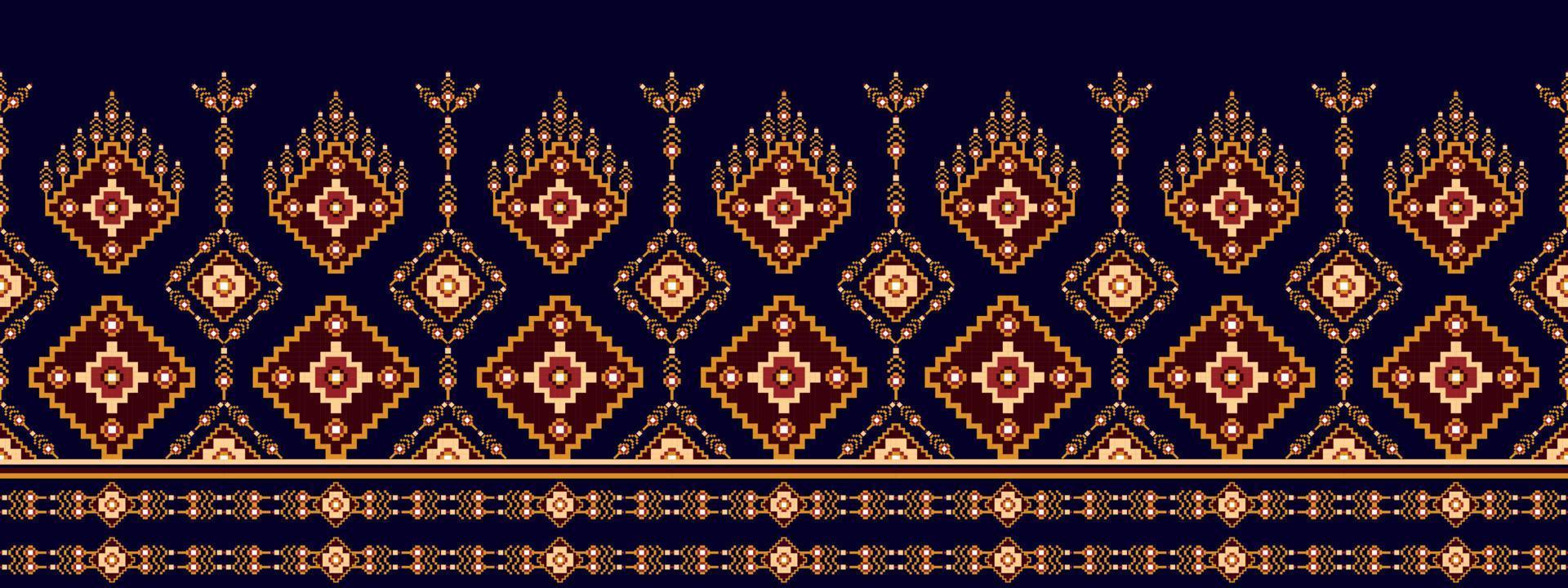 Ikat ethnic seamless pattern design. Aztec fabric carpet boho mandalas textile decor wallpaper. Tribal native motif flower traditional embroidery vector illustrated background