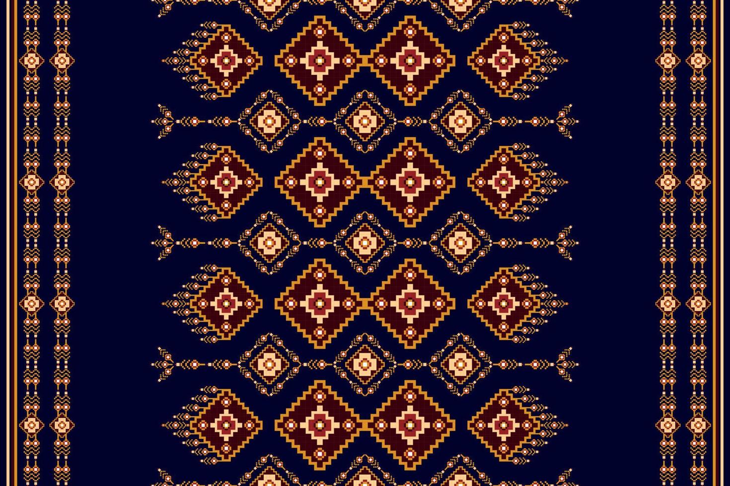 Ikat ethnic seamless pattern design. Aztec fabric carpet boho mandalas textile decor wallpaper. Tribal native motif flower traditional embroidery vector illustrated background