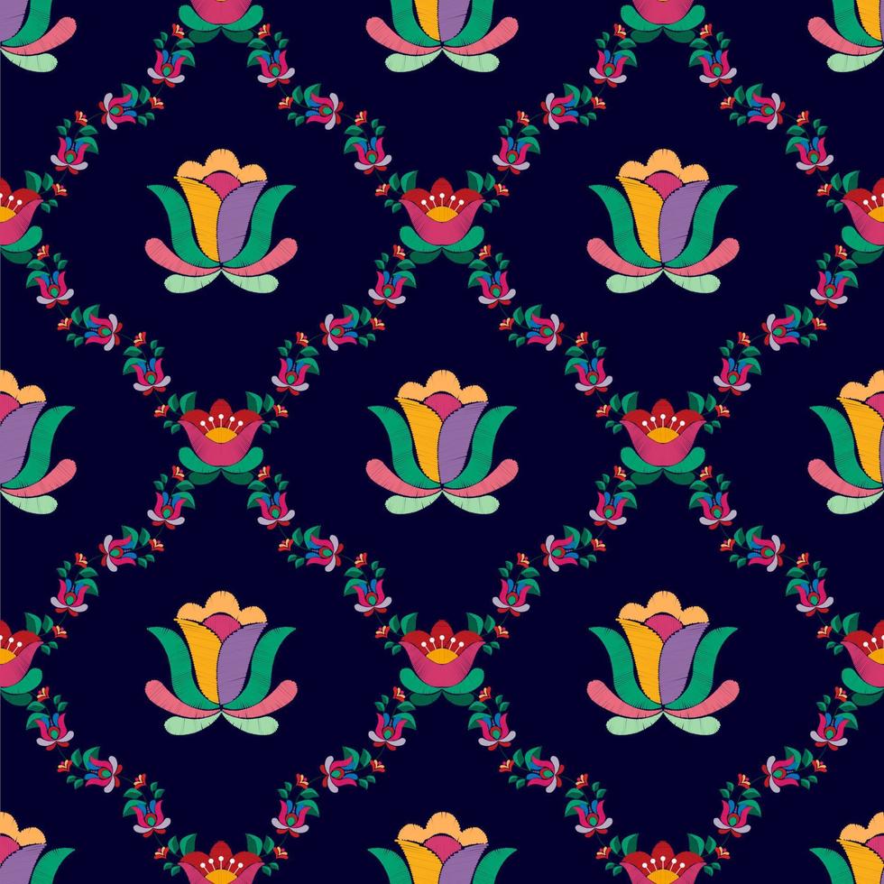 Ikat ethnic seamless pattern design. Aztec fabric carpet boho mandalas textile decor wallpaper. Tribal native motif flower traditional embroidery vector illustrated background