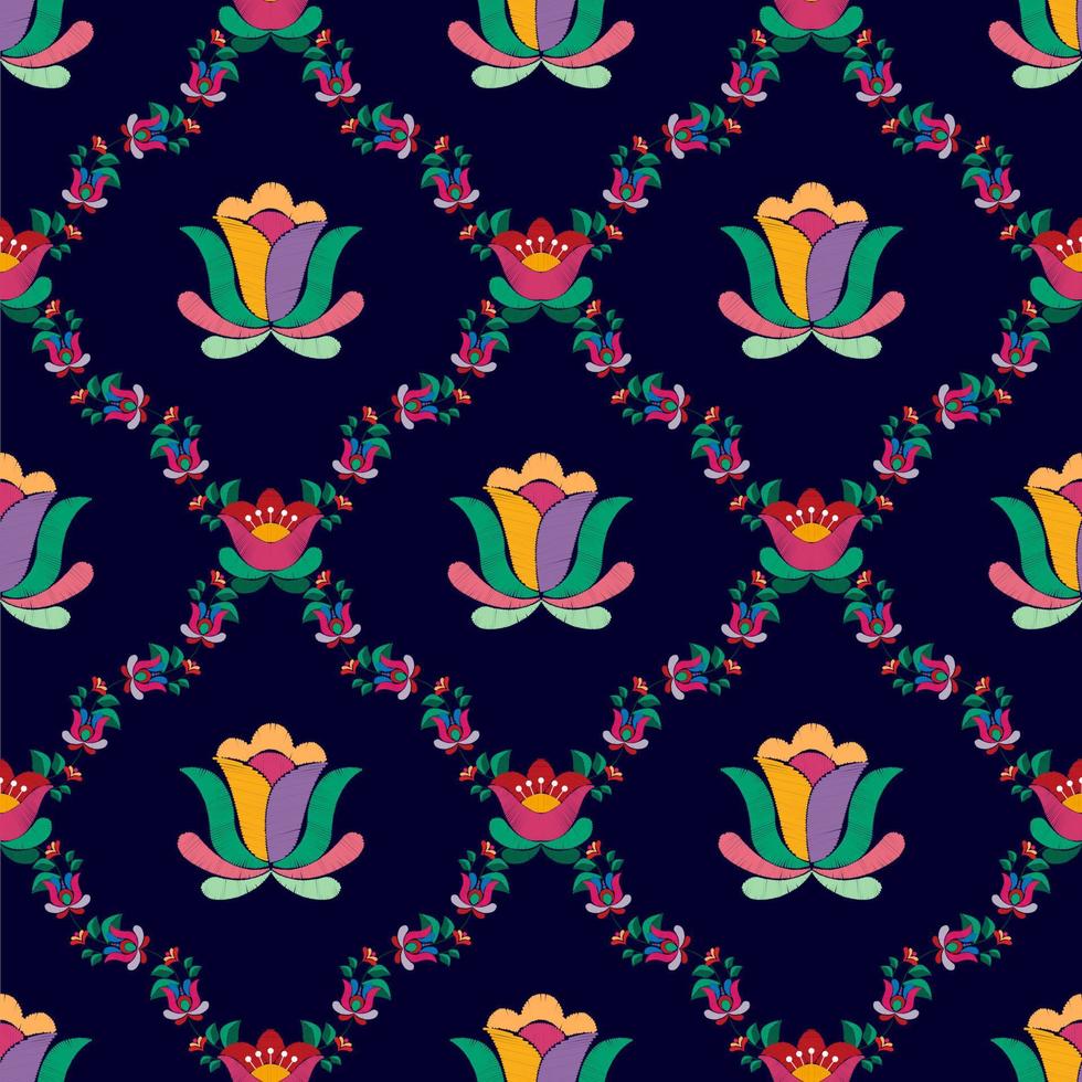 diseño de patrones sin fisuras étnicos ikat. alfombra de tela azteca boho mandalas decoración textil papel tapiz. tribal nativo motivo flor tradicional bordado vector ilustrado fondo