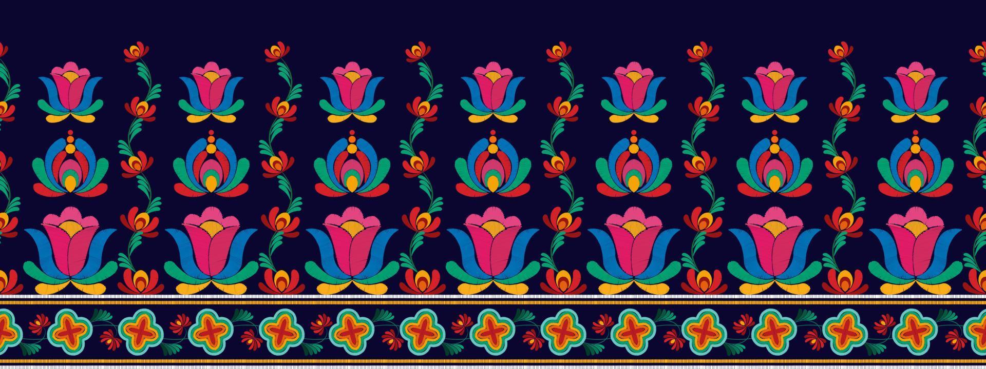 Ikat ethnic seamless pattern design. Aztec fabric carpet boho mandalas textile decor wallpaper. Tribal native motif flower traditional embroidery vector illustrated background
