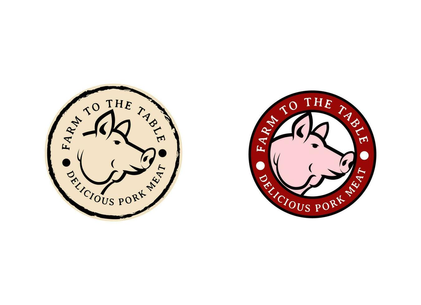 Rustic pork meat and grill restaurant vector logo design