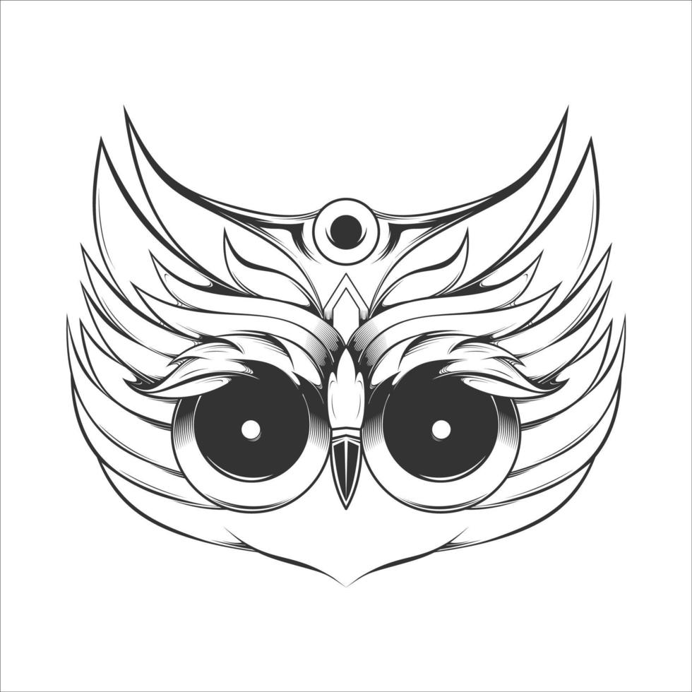 Owl cute lineart vector illustration