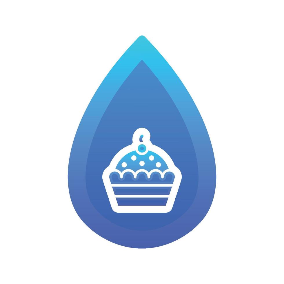 cupcake water logo gradient design template icon element vector