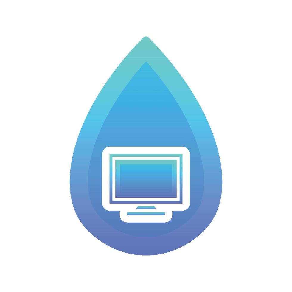 monitor water logo gradient design template icon element vector