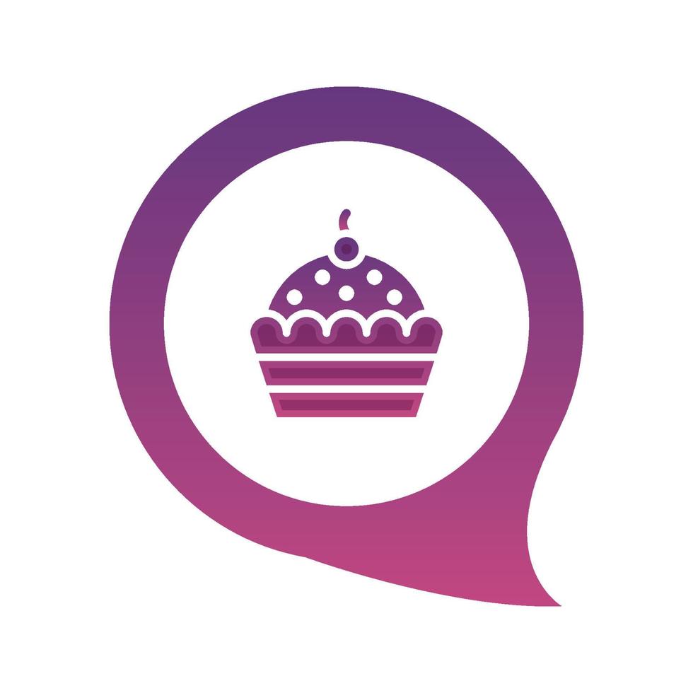 cupcake chat logo gradient design template icon element vector