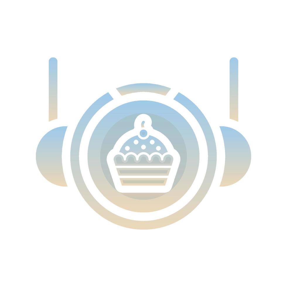 elemento de icono de plantilla de diseño de degradado de logotipo de astronauta de cupcake vector