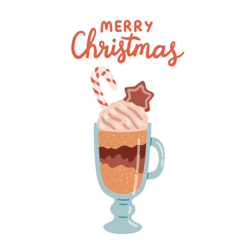Merry Christmas warm drink cozy winter isolated vector illustration