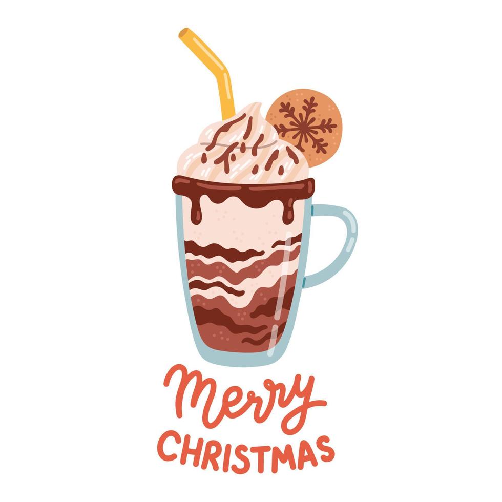 Merry Christmas warm drink cozy winter isolated vector illustration