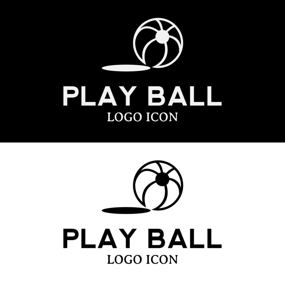 silueta de pelota de juego con sombra para el diseño de logotipo de empresa de actividades al aire libre para niños de verano y primavera vector