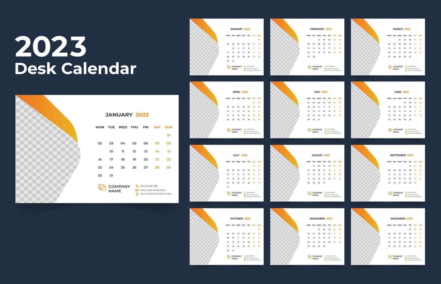 Desk Calendar 2023 Template Design vector