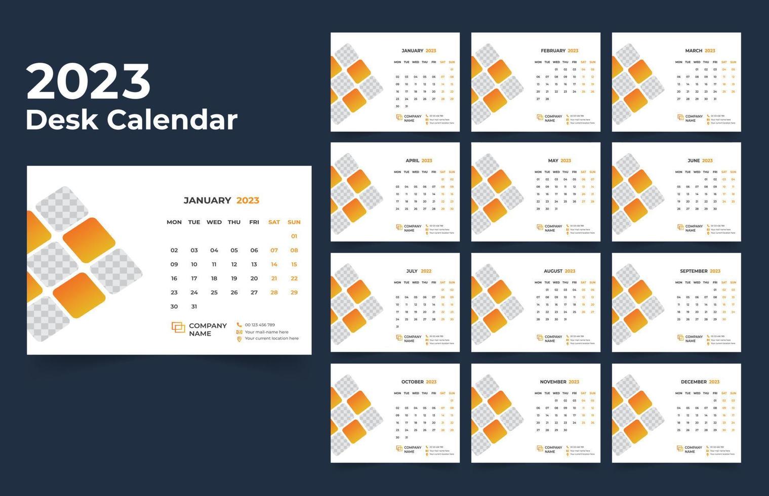 diseño de plantilla de calendario de escritorio 2023 vector